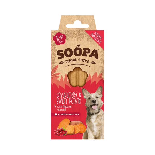 Soopa Dental Sticks: Cranberry & Sweet Potato 100g x 10