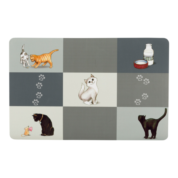 Patchwork Cat Place Mat 44x28cm Grey