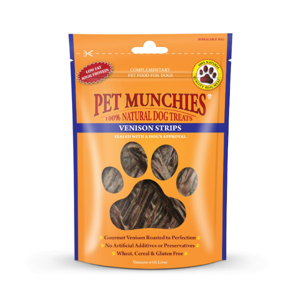 Pet Munchies Venison Strips  8 x 75g