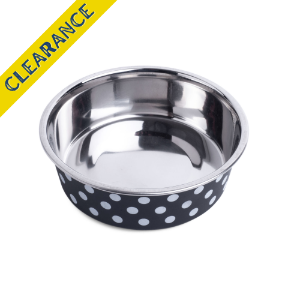 Pet Face Deli Bowl Blk/Whte Spots 14cm x1 (003) 31037