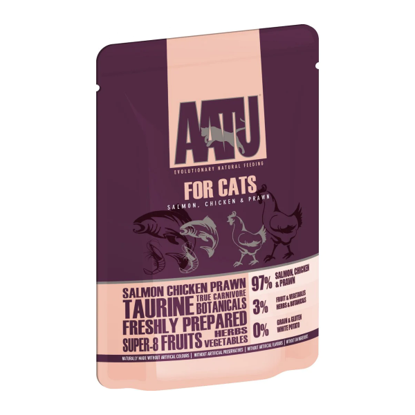 Aatu Cat Pouch Salmon, Chicken & Prawn 10 x 85g