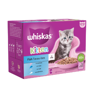 Whiskas Cat Pouch 2-12mt Fish/Fav Jel 4x12x85g 449104/DD32H