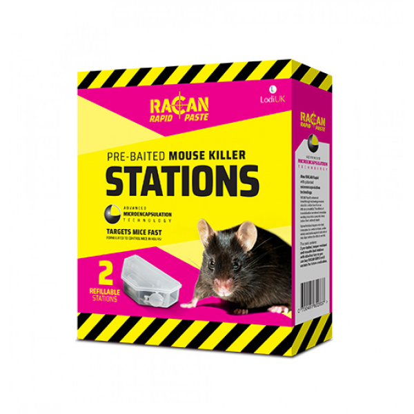 Racan Rapid Pre Baited Mouse Killer Station x 2