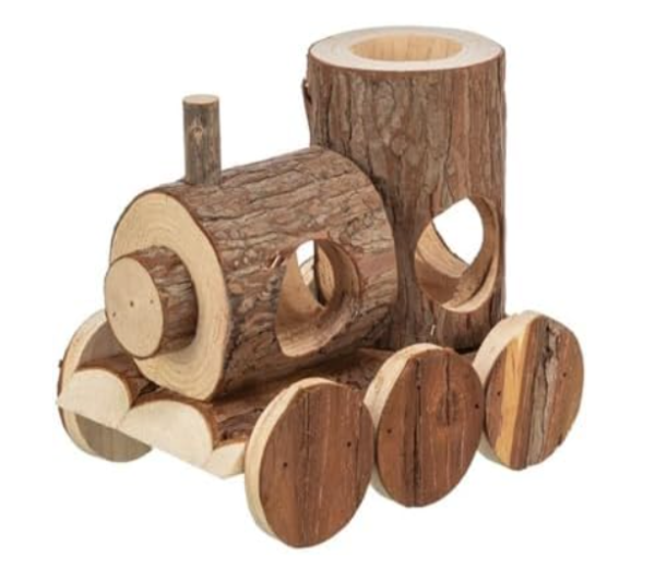 Levin Train, Mice, Bark Wood 17x14x12cm S