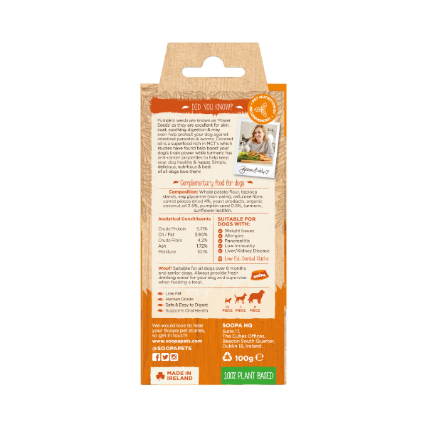 Soopa Dental Sticks: Carrot & Pumpkin sticks 100g x 10