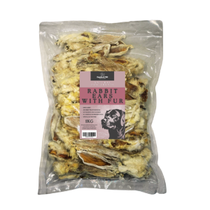 Copdock Mill Natural Dog Treat Rabbits Ears With Hair 1kg